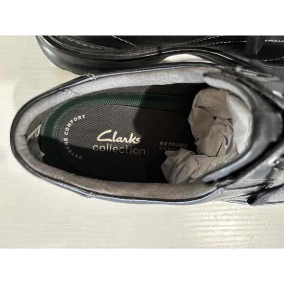 Clarks Gessler Oxford Lace Men's Leather Casual Shoe Size 12W Black Leather - Picture 3 of 11